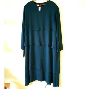 Vintage Chez California designed by Tandy layered green chiffon plus size dress